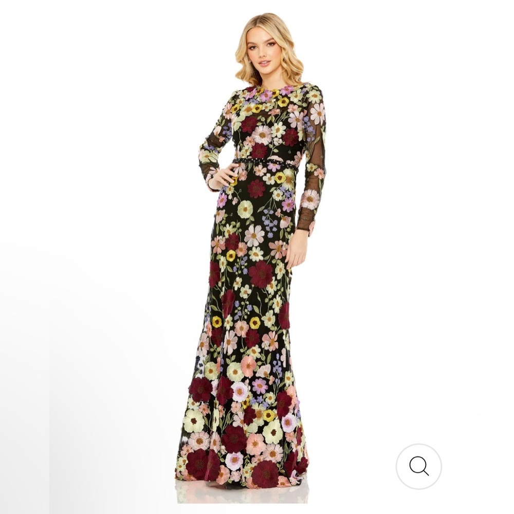 Mac Duggal Floral Long Sleeve Dress - Multicolor